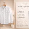 Men’s Classic White Denim Shirt – Full Sleeves | Dual Flap Pockets | Regular Fit