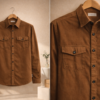 Men’s Rich Brown Denim Utility Shirt – Full Sleeves | Regular Fit | 2 Flap Pockets