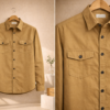 Men’s Premium Tan Utility Shirt – Full Sleeves | Regular Fit | Double Pockets