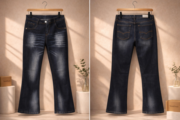 Men’s Black Bootcut Bell Bottom Jeans – Distressed Fading | Whiskering | Flared Fit