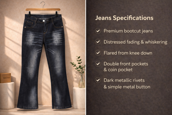 Men’s Black Bootcut Bell Bottom Jeans – Distressed Fading | Whiskering | Flared Fit