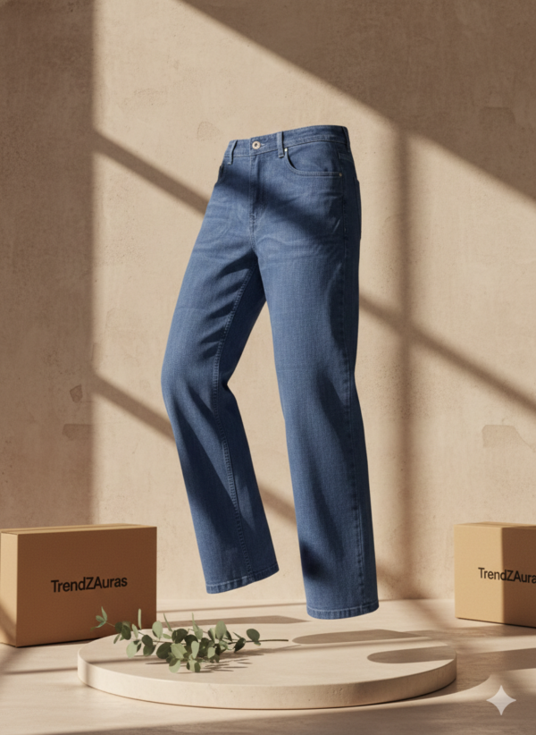TrendZAuras Signature Straight-Fit Relaxed Jeans – Open Leg Collection