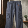 Grey Straight Fit Cargo Pants
