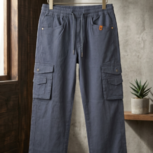 Grey Straight Fit Cargo Pants