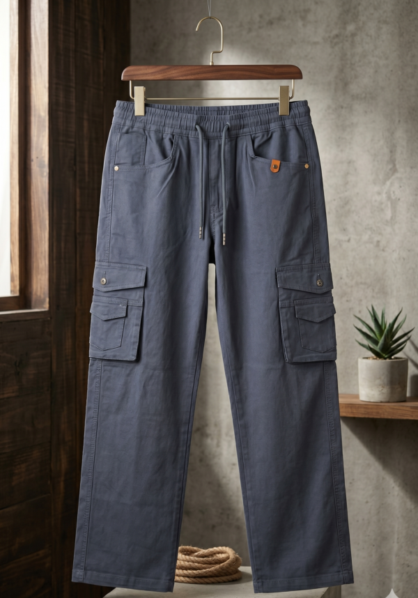 Grey Straight Fit Cargo Pants