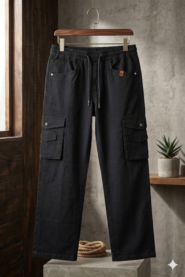 Men’s Black Straight Fit Cargo Pants – Premium Utility Streetwear | TrendZAuras